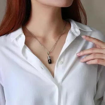 Holder Memorial Jewelry Women Clavicle Choker Cross Engraved Cremation Urn Pendant Pill Necklace A