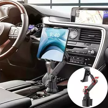 Holder Mount for Phone and Tablet - 360° Rotating Car Cupholder Stand Universal Mobile and Pad Grip with Triangular Base Amagi чёрный