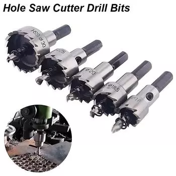 Hole Saw Cutter Drill Bit Set Holesaw Core HSS Wood Soft Metal Sheet Plastic PVC Stainless Steel High Speed for Power Tool