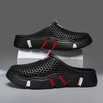 Hole Shoes Men And Women With The Same Trend Outdoor Wear Slippers Personalized Dual-Purpose Sandals Non-Slip Bag Head Beach Sandals 36 хаки