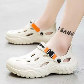 Hole shoes men s 2025 summer new wear-resistant, lightweight and non-slip bag head drag, breathable outside, cool slippers when stepping on shit 40 чёрный