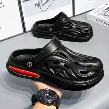 Hole shoes men s beach shoes lightweight soft-soled sandals shoes men s casual and breathable two wear garden bag head drags men 39 чёрный