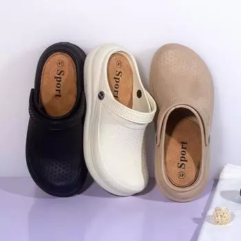 Hole shoes men s casual bag head drag men s breathable soft-soled sandals men s and women s beach shoes one foot sandals men s 36 чёрный