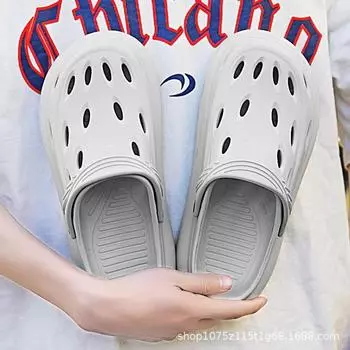 Hole shoes men s new summer outdoor beach non-slip wear-resistant soft sole casual sports outer bag head 40