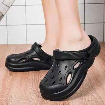 Hole Shoes Men S Non-Slip And Deodorant Thick-Soled Casual Sandals Outdoor Soft-Soled Bag Head Dual-Purpose Driving Cool Slippers 36/37 серый