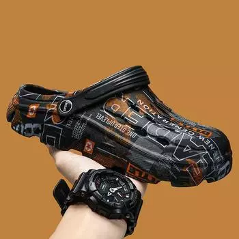 Обувь Hole Shoes Мужские уличные пляжные сандалии Верхняя одежда двойного назначения нескользящие износостойкие мягкие тапочки-мешки для мужчин 40 серый