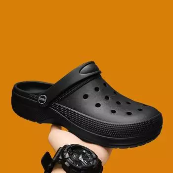 Hole shoes men s sandals summer wear beach shoes men s casual breathable slippers two wear one pedal garden shoes 39 чёрный