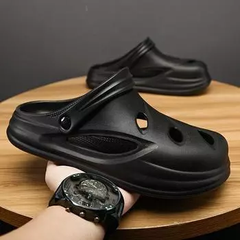 Hole Shoes Men S Spring Wear, Step On Shit Feeling Super Soft Home Bag Head Slippers Non-Slip And Wear-Resistant Hot Air Beach Sandals 40/41 грязно-белый