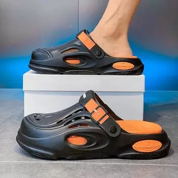 Hole shoes men s summer casual wear non-slip dual-purpose bag head half slippers go out sports stepping on shit beach sandals 38 зелёный