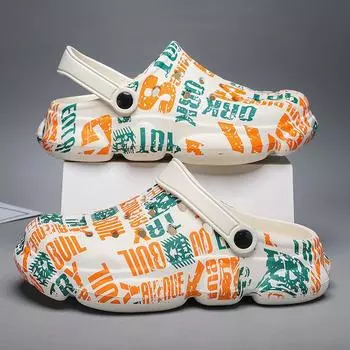 Туфли Hole мужские летние домашние уличные тапочки с толстой подошвой, которые не боятся наступать на дерьмо, спортивные классные тапочки большого размера для пляжа 40-41 чёрный