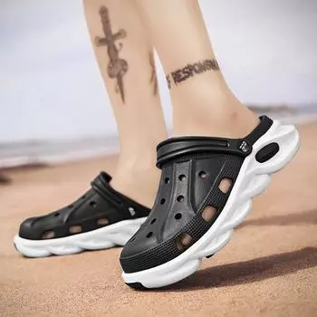 Hole shoes men s summer outer wear platform beach shoes men s outdoor soft sole non-slip two wear bag head slippers 40