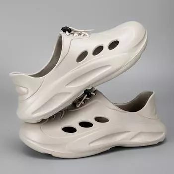 Hole shoes men s wear 2025 Internet celebrity eva stepping shit feeling outdoor beach shoes cool slippers Beach shoes 39 чёрный