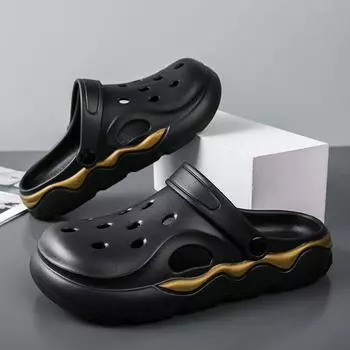 Hole Shoes Men Wear Non-Slip Thick-Soled Bag Head Slippers Stepping On Shit Outdoor Casual Beach Sandals 40/41 серый