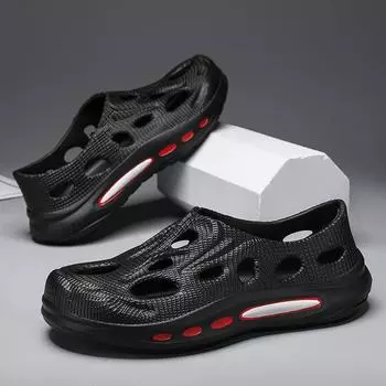 Hole Shoes Мужские пляжные сандалии на толстой подошве Спортивная одежда Износостойкие тапочки для улицы 39 серый