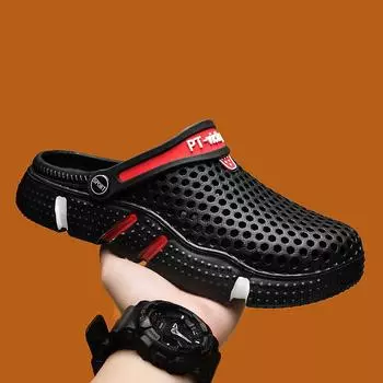 Hole Shoes Мужские трендовые дышащие нескользящие тапочки-мешки для головы Мужские повседневные двойного назначения для прогулок на пляже 36 белый