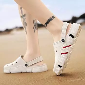 Hole shoes, sandals, men s slippers, plus size, outer slippers, two beach shoes for outdoor leisure travel 40 серый