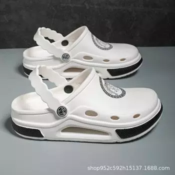 Обувь с отверстиями женская верхняя одежда 2024 года новая летняя толстая подошва нескользящая трендовая верхняя одежда офисная увеличивающая пляжная сумка головные уборы сандалии 35/36 белый