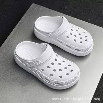 Hole shoes women s summer new solid color two wear can be outdoor bag head wear-resistant thick sole non-slip garden slippers 35 белый