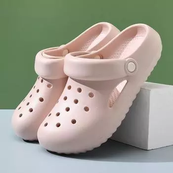 Hole shoes women s summer wear beach shoes lightweight half-pack heel sandals couple bag head drifting cool slippers 35-36 розовый