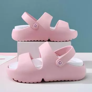 Hole shoes women s summer wear non-slip thick-soled cute slippers outdoor dormitory heightening deodorant cool slippers 35-36 розовый