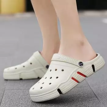 Hole shoes women s summer wear non-slip thick-soled super large size slippers women s sense of stepping on shit fashion trend beach sandals 36 чёрный