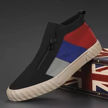 Holfredterse 5 Colour Autumn Men Lightweight Casual Flat Canvas Shoes Zip Slip On Espadrilles Ankle Shoes Outdoors Spring 20858 42