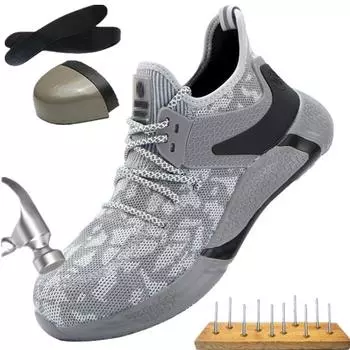 Holfredterse дышащая защитная обувь мужская легкая летная одежда рабочая обувь для защиты от проколов 1688-621 серая плюс размер 38-47 38