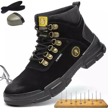 Holfredterse Натуральная кожа Новейшие мужские высокие рабочие ботинки Мартин Стальной подносок Сварочная защитная обувь Неразрушимые 1688-606 37