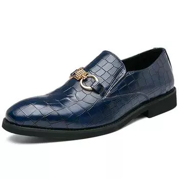 Holfredterse Luxury Brand Pu Leather Новейшие мужские модные деловые туфли Oxford Breathable Formal Wedding Shoes 2071 Black/Blue 46