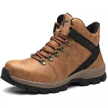 Holfredterse Luxury Style Work Shoes Mens Leather Waterproof Non-Slip Winter Boots Hotest Warm Indestructible Boots 1688-915 37