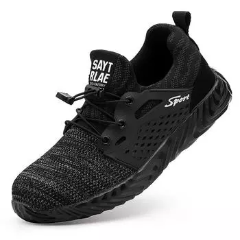 Holfredterse Newest Breathable Mesh Shoes Men Light Sneakers Indestructible Steel Toe Soft Work Boots 9006 Plus Size 39-47 47