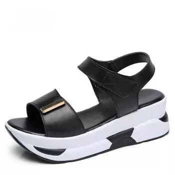 Holfredterse новейшая летняя обувь для женщин сандалии повседневная обувь на среднем каблуке горячая женская обувь из натуральной кожи с увеличенной танкеткой Hd957 35