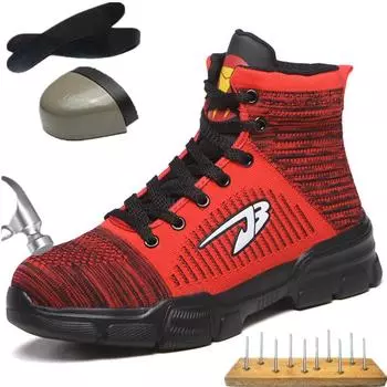 Holfredterse Plus Size 37-47 Зимние мужские рабочие ботинки со стальным носком и защитой, высокие ботинки, неразрушимая обувь 1688-907 40
