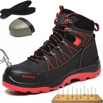 Рабочие ботинки Holfredterse Мужские высокие стальной подносок Натуральная кожа Водонепроницаемые Военная тактика Неразрушимая обувь 1688-608 39