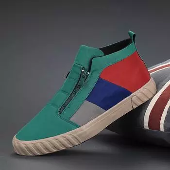 Holfredterse зимние теплые мужские меховые повседневные туфли на молнии на плоской подошве из парусины удобные кроссовки черные/хаки/серые/зеленые 20941 38