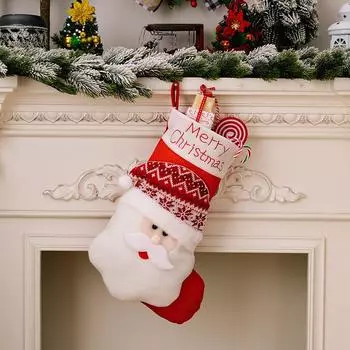 Holiday 3d Cozy Christmas Stockings Featuring Santa Reindeer And Snowman For Kids 3D Santa Sock