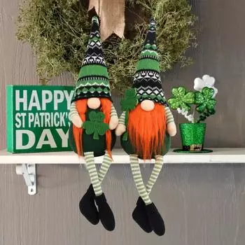 Holiday Decorations Lrish Festival Decoration Green Rudolph Doll Faceless Doll One Size