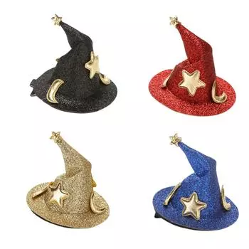 Holiday Party Dress Up Female Witch Hat Hairpin Cross-border Hot Specter Festival Funny Decoration Hairpin Halloween Clip One Size