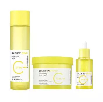 HOLIKA HOLIKA Gold Kiwi Vita C+ Осветляющий уход за кожей (Тонер 150 мл, сыворотка 45 мл, тонер-диски 80 листов) (12 вариантов) #toner x 1pcs