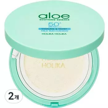 HOLIKA HOLIKA Мягкий солнцезащитный кушон Aloe Mild Sun Cushion SPF50+ PA++++, 25 г, 2 шт.