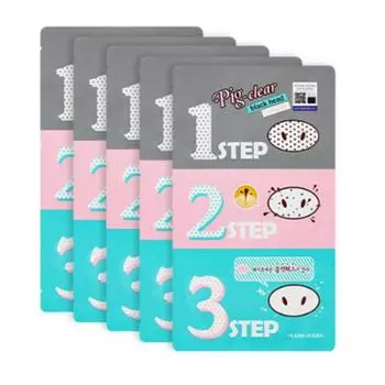 Holika Holika Pig Clear Blackhead 3 Step Kit Nose Pack, 5 шт., 1 шт.
