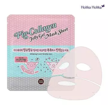 HOLIKA HOLIKA Pig Collagen Jelly Gel Mask 25 мл * 2 листа (Отбеливание и против морщин)