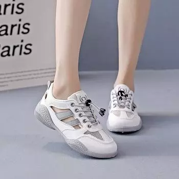 Hollow breathable little white shoes female student 2024 summer new versatile casual sports board shoes female CY11 35 серый
