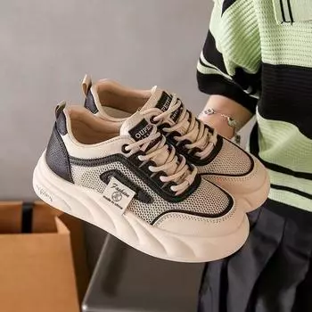 Hollow Breathable Summer Mesh Surface Mesh Shoes Women s New Lightweight Wave Pattern Non-Slip Outsole Sneaker 35 чёрный