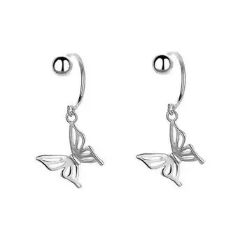 Hollow Butterfly Earrings Simple Personality Screw Buckle U-Shaped Earrings Girl Cute Smart Dancing Butterfly Earbone Nails copper