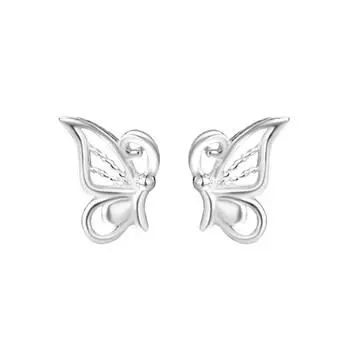 Hollow Butterfly Stud Earrings Screw Buckle Design Personalized Ins Style Fashion Stall Supply Cute Insect Earrings Women Copper (with screw beads)