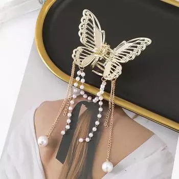 Hollow Butterfly Tassel Hair Clip Claw Golden Fashion Ponytail Hairpin Girls Party Rave Accessories Styling Tools Hair Crab