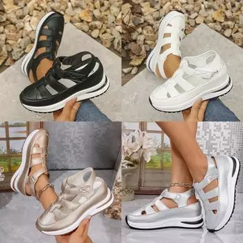 Hollow Casual Sandals Women s Outer Wear Summer and Spring All-match Thin Section Muffin Thick-soled Inner Heightening Women s Shoes 42 белый