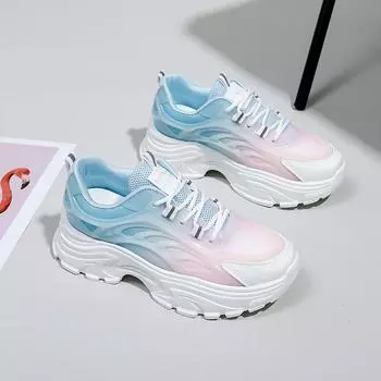 Hollow Dad Shoes Летние новые дышащие студенческие кроссовки, увеличивающие рост, для отдыха 35 синий