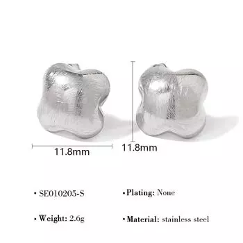 Hollow Design Stainless Steel Smooth Brushed Earrings Women S Retro Style Premium Titanium Steel Earrings